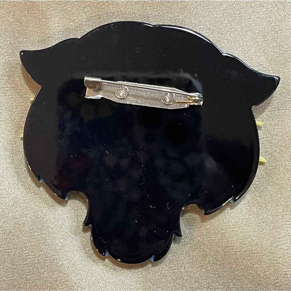 NWOT Blue Roaring Tiger Brooch Pin Statement Acrylic Resin Rhinestone Cartoon - Picture 2 of 3